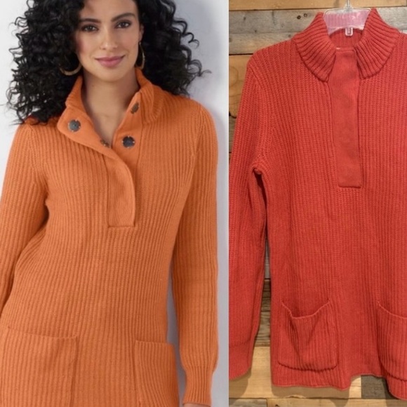 🍊Soft Surroundings Highland
Autum Leaf Ribbed Chunky Knit Tunic Knit Sweater. M - Picture 3 of 16